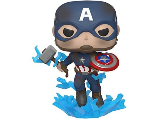 Avengers: Endgame POP! Movies Vinyl Figure – Captain America w/Broken Shield & Mjölnir – 9 cm